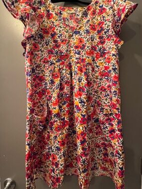 Floral Flutter Sleeve Dress in Multicolor